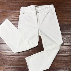 Liverpool Women's Crisp White Frayed Straight Leg Jeans Sz 10